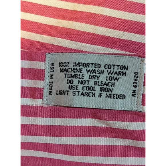 Bullock & Jones Men’s Shirt SIZE M Long Sleeve Striped Cotton Fuschia/White - Picture 4 of 12